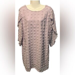 Belongsci Women’s Lavender Slit Sheer Sleeve Dot Above the Knee Dress